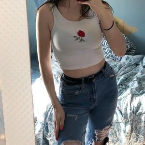 Zaful Rose Crop Top